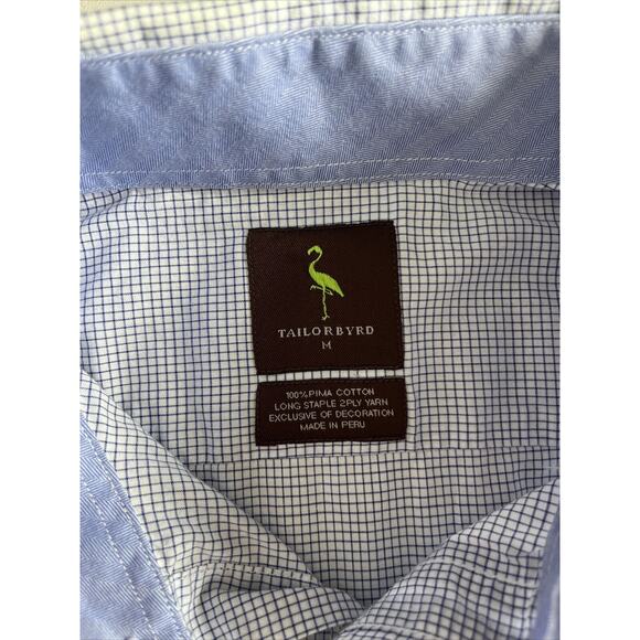 Tailorbyrd Dress Shirt Button Down Size Med Blue Plaid Check Mens Long Sleeve - Picture 4 of 13